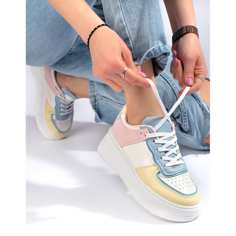 Baskets multicolores sur épaisse plateforme Shelovet rose 1