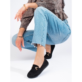 Mocassins femme Shelovet en daim noir 1