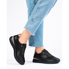 Chaussures compensées en cuir ajouré Shelovet le noir 1