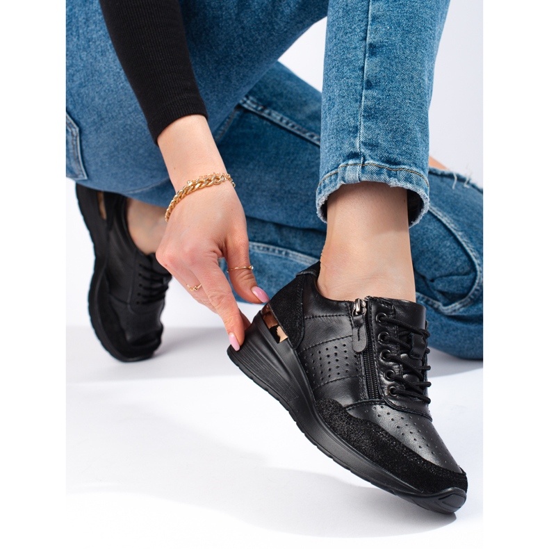 Baskets compensées Shelovet noir 1