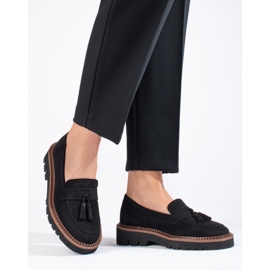 Mocassins à pampilles en daim noir Vinceza le noir 1
