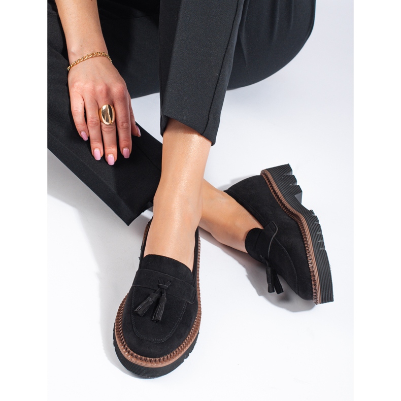 Mocassins à pampilles en daim noir Vinceza 2