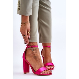 Sandales Talons Hauts Satin Fuchsia Linsy rose 1