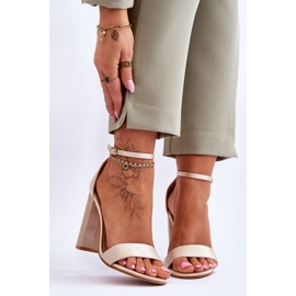 Sandales Talon Satin Beige Linsy 1
