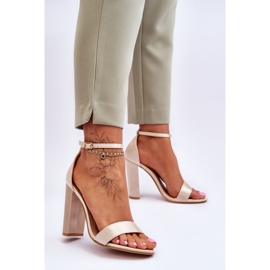 Sandales Talon Satin Beige Linsy 2