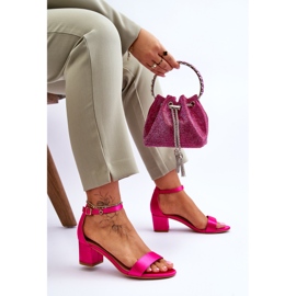 PG1 Sandales à talons bas en satin fuchsia Juliet rose 6