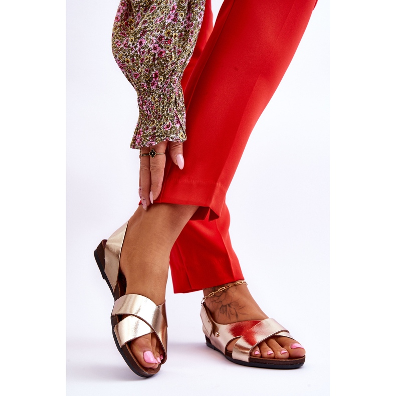 Lemar Sandales en cuir à scratch Addison dorées 2