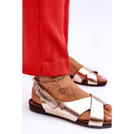 Lemar Sandales en cuir à scratch Addison dorées d'or 5