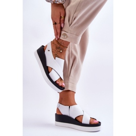 Lemar Sandales compensées en cuir blanches Morgan 4