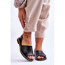 Lemar Sandales à enfiler en cuir noir Alivia 1