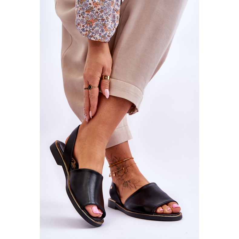 Lemar Sandales à enfiler en cuir noir Alivia le noir 2