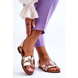 Zazoo Sandales à enfiler confortables en cuir doré Kayla 2