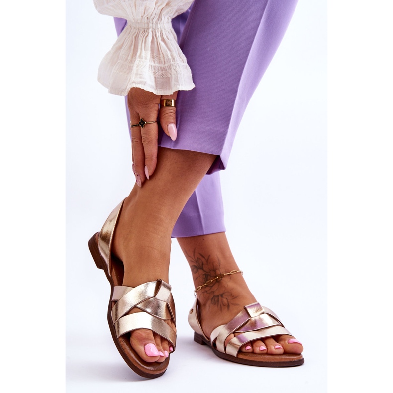 Zazoo Sandales à enfiler confortables en cuir doré Kayla d'or 2