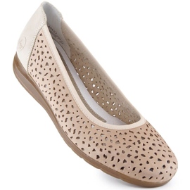 Chaussures ajourées en cuir Rieker W L9365-61 beige 1 Chaussures ajourées en cuir Rieker W L9365-61 beige 1