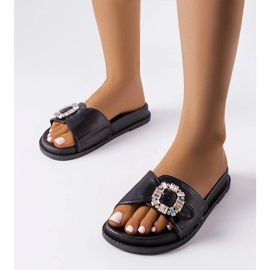 Claquettes noires ornées de strass Griegsvei le noir 1