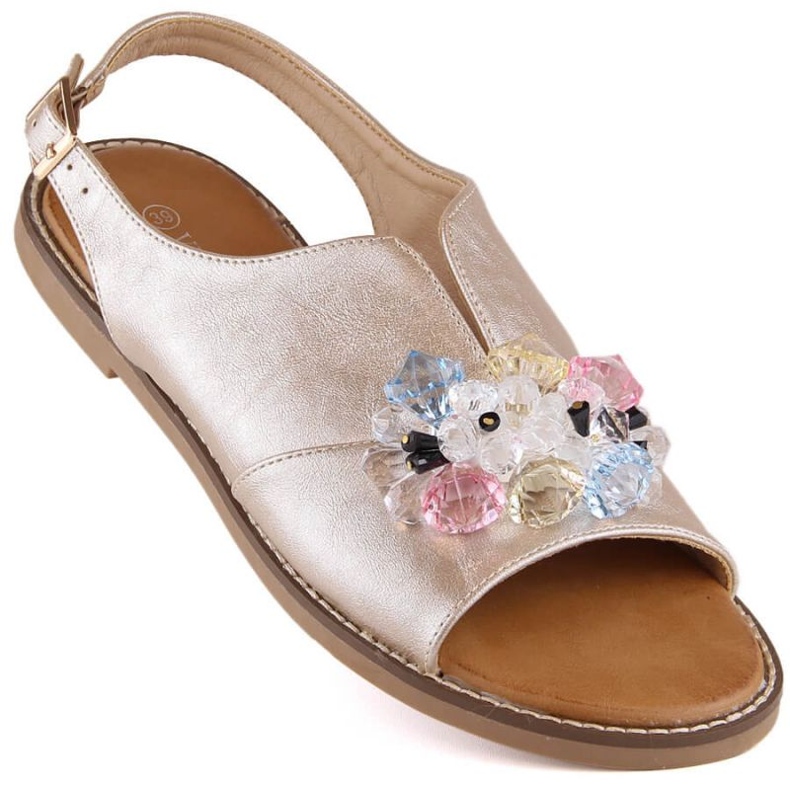 Sandales plates métallisées avec cristaux Vinceza W 17238 or doré 1