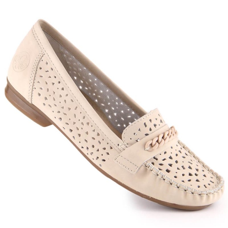 Mocassins ajourés confortables Rieker W 40068-60 beige 1 Mocassins ajourés confortables Rieker W 40068-60 beige 1