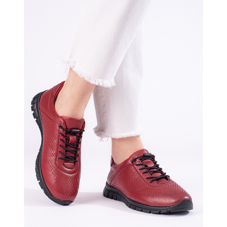 Chaussures de sport en cuir bordeaux de T.Sokolski rouge 1