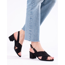 Sandales à talons en daim noir de Shelovet le noir 3