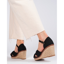 Sandales espadrilles compensées noires Shelovet le noir 2