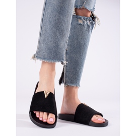 Chaussons Shelovet classiques en daim noir pour femmes le noir 3