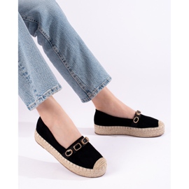 Espadrilles pour femmes sur la plate-forme Shelovet en daim noir le noir 3