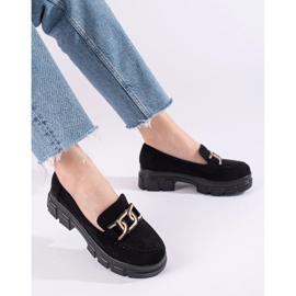 Mocassins en daim noir sur la plateforme Shelovet le noir 1