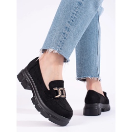 Mocassins en daim noir sur la plateforme Shelovet le noir 2