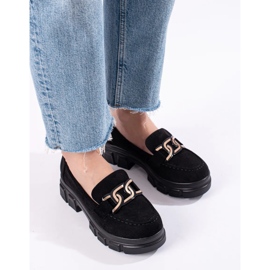 Mocassins en daim noir sur la plateforme Shelovet le noir 3