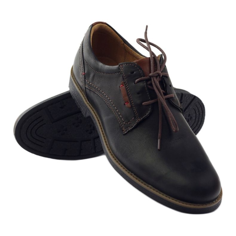 Chaussures pour hommes Riko attachées 823 le noir brun 3