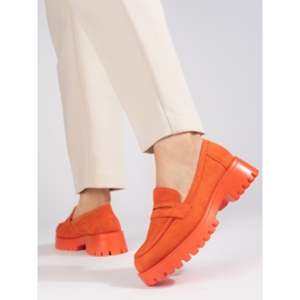 Mocassins en daim orange de Shelovet 1