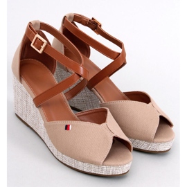 Sandales compensées à bout ouvert Berna Kaki beige 4