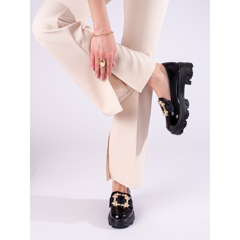 W. Potocki Mocassins laqués noirs sur semelle épaisse de T.Potocki le noir 1