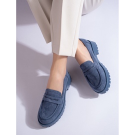 Mocassins Shelovet en daim bleu marine pour femme 1