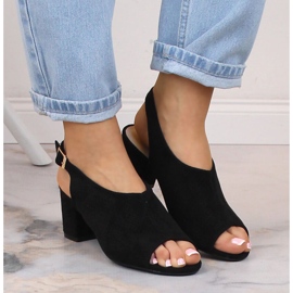 Sandales femme daim noir ajouré Potocki LE20003 le noir 4