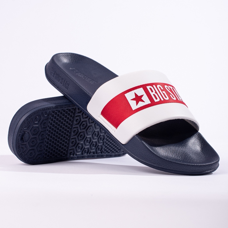 Chaussons homme légers Big Star LL174455 bleu marine blanche 1