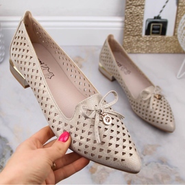 Chaussures pointues dorées ajourées pour femmes Jezzi ASA178-5 d'or 6