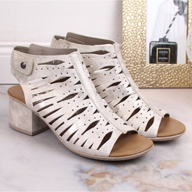 Sandales confortables à talons ajourés Rieker 64676-60 argent 2