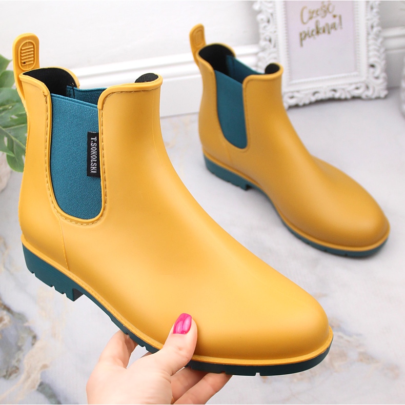 Bottes en caoutchouc imperméables jaunes pour femmes T.Sokolski KAL23-20 1