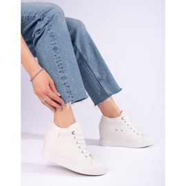 Baskets blanches à semelle compensée cachée pour femme Big Star LL274035 1