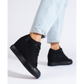 Baskets noires pour femme avec semelle compensée Big Star cachée LL274034 le noir 3