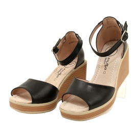 Filippo DS4507 BK Sandales compensées en cuir Noir le noir 3