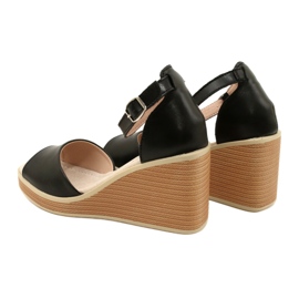 Filippo DS4507 BK Sandales compensées en cuir Noir le noir 4