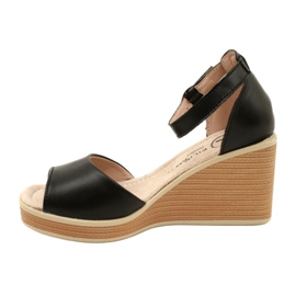 Filippo DS4507 BK Sandales compensées en cuir Noir le noir 2