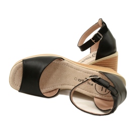 Filippo DS4507 BK Sandales compensées en cuir Noir le noir 5