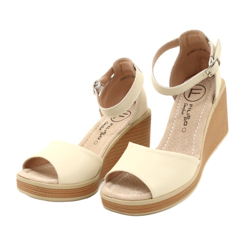 Filippo DS4507 BE Sandales compensées en cuir, Beige 3 Filippo DS4507 BE Sandales compensées en cuir, Beige 3