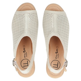 Sandales en cuir ajouré Filippo beige/or DS4475 doré 5