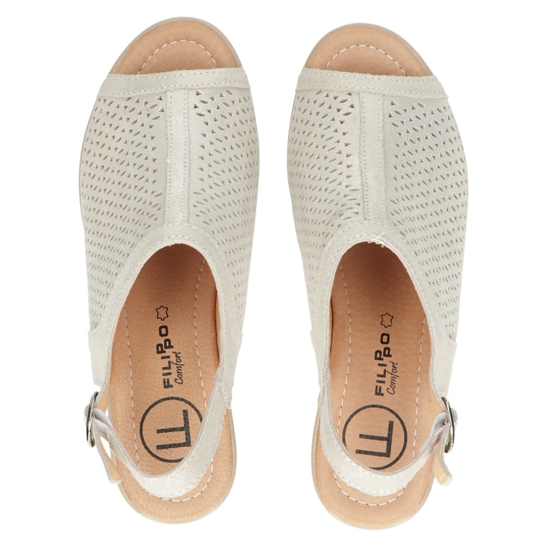 Sandales en cuir ajouré Filippo beige/or DS4475 doré 5