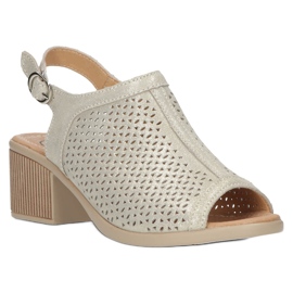 Sandales en cuir ajouré Filippo beige/or DS4475 doré 3