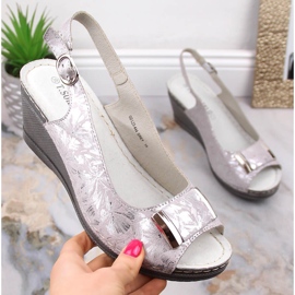 Sandales compensées gris brillant femme T.Sokolski L23-444 1